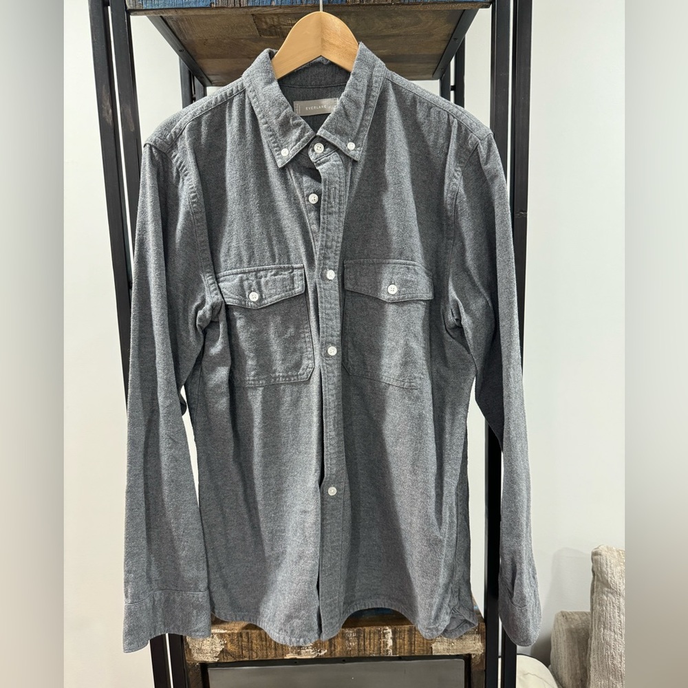 Everlane Grey Button Down. Rarely work. Comfortable and stylish.